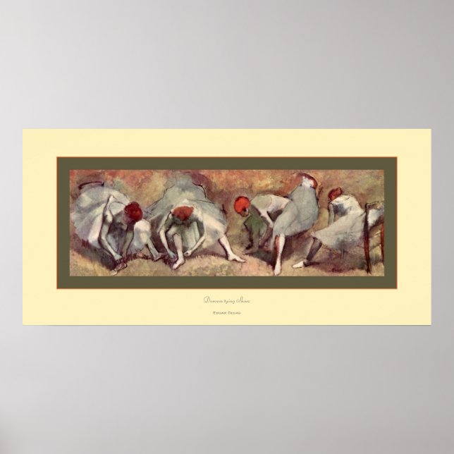 Tänzer binden Schuhe~ Edgar Degas Poster (Vorne)