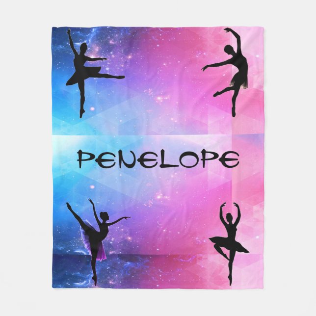 Tänzer Blue & Pink Abstrakt Ballerina Blanket Fleecedecke (Vorderseite)