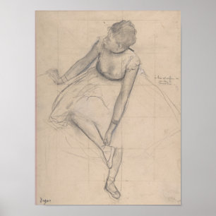 Tänzer, der ihren Pantoffel justiert Poster