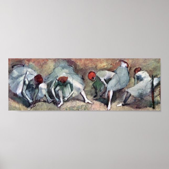 Tänzer, die ihre Schuhe binden, Edgar Degas Poster (Vorne)