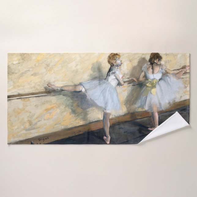 Tänzer, die im Barre spielen, Edgar Degas Badehandtuch (Badehandtuch)