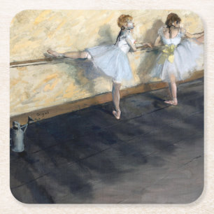 Tänzer, die im Barre spielen, Edgar Degas Rechteckiger Pappuntersetzer