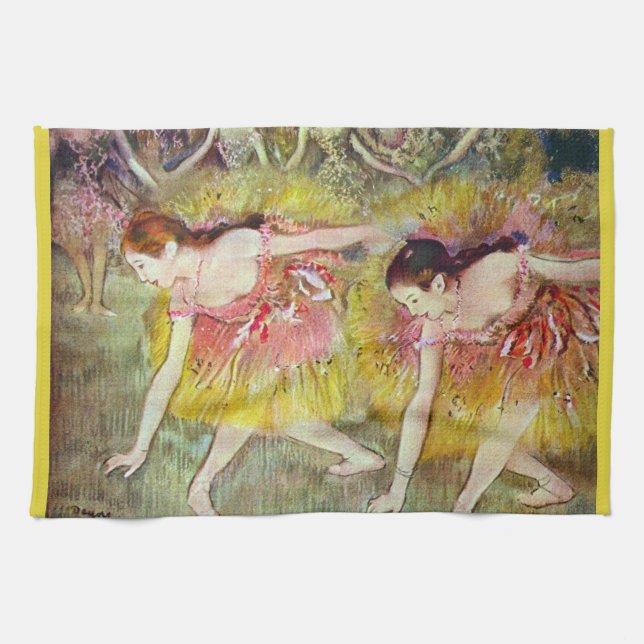 Tänzer, die von Edgar Degas heruntergehen, Ballett Geschirrtuch (Horizontal)