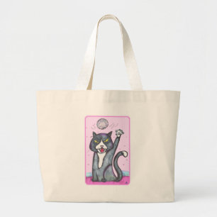 Tänzer Disco-Kugel Katze Cartoon Spaß Kunst Jumbo Stoffbeutel