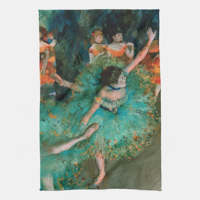 Tänzer im Grün durch Edgar Degas Geschirrtuch (Vertikal)