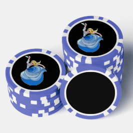 Tänzer in blauem Kleid auf schwarz Pokerchips