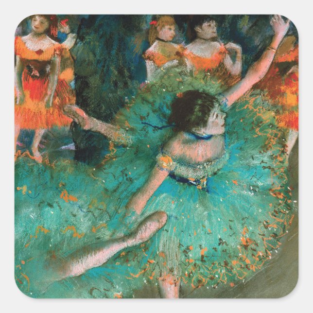 Tänzer in Grün von Edgar Degas Quadratischer Aufkleber (Vorderseite)