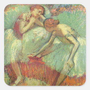 Tänzer in Grün von Edgar Degas, Vintages Ballett Quadratischer Aufkleber
