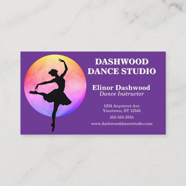 Tänzer mit Rainbow Light Dance Studio Visitenkarte (Vorderseite)