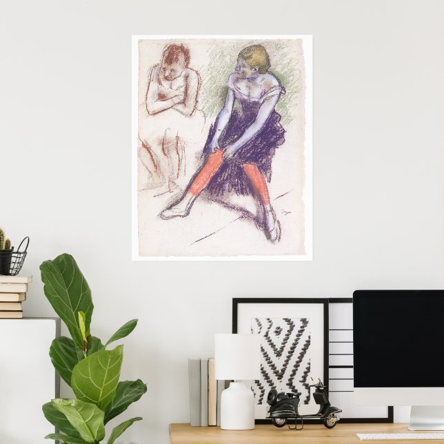 Tänzer mit Roten Strümpfen von Edgar Degas Poster (Heimbüro)