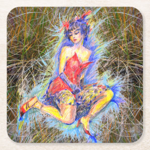 Tänzer Rechteckiger Pappuntersetzer