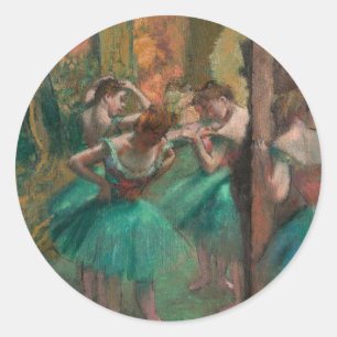 Tänzer, rosa und grün   Edgar Degas Runder Aufkleber