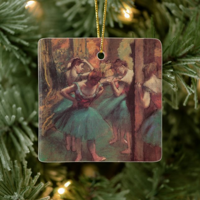 Tänzer, Rosa und Grün von Edgar Degas Keramikornament (Baum)