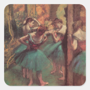Tänzer, Rosa und Grün von Edgar Degas Quadratischer Aufkleber