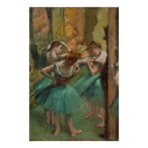 Tänzer, rosa und grüne Edgar Degas Poster