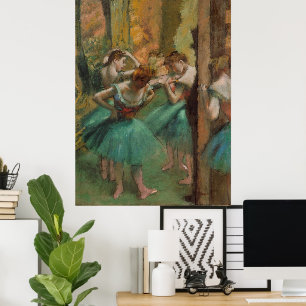 Tänzer, rosa und grüne Edgar Degas Poster