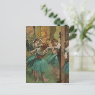 Tänzer, rosa und grüne Edgar Degas Postkarte