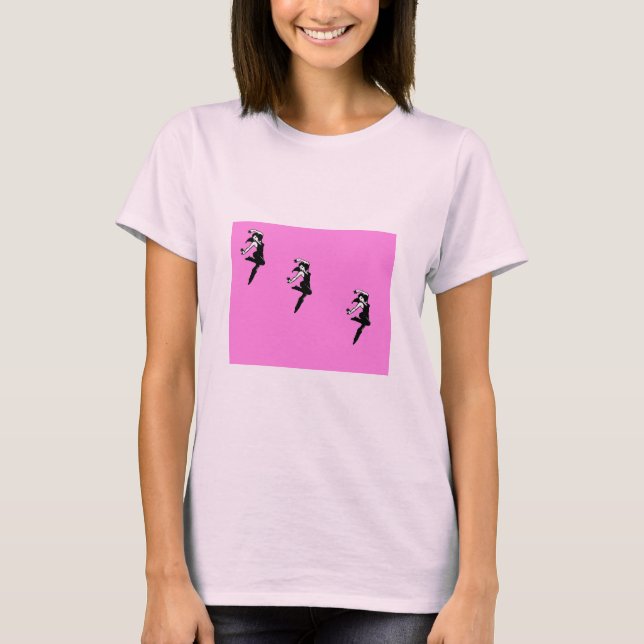 Tänzer-Silhouette in Rosa T-Shirt (Vorderseite)