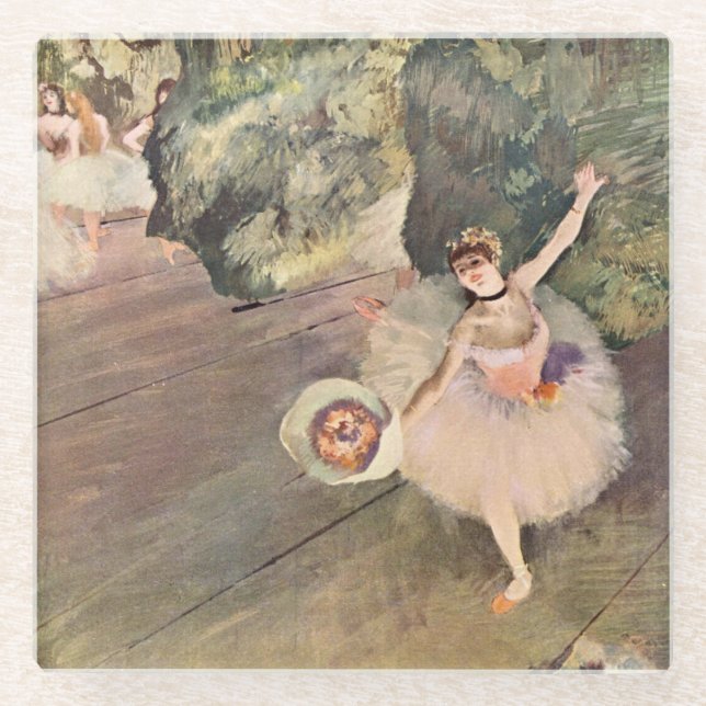 Tänzer / Star des Balletts - Degas Malerei Glasuntersetzer (Vorderseite)