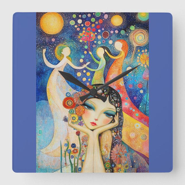 Tänzer und Tagträume Quadratische Wanduhr (Vorderseite)