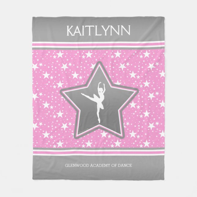 Tänzer unter den Sternen im Rosa mit IHREM NAMEN Fleecedecke (Vorderseite)