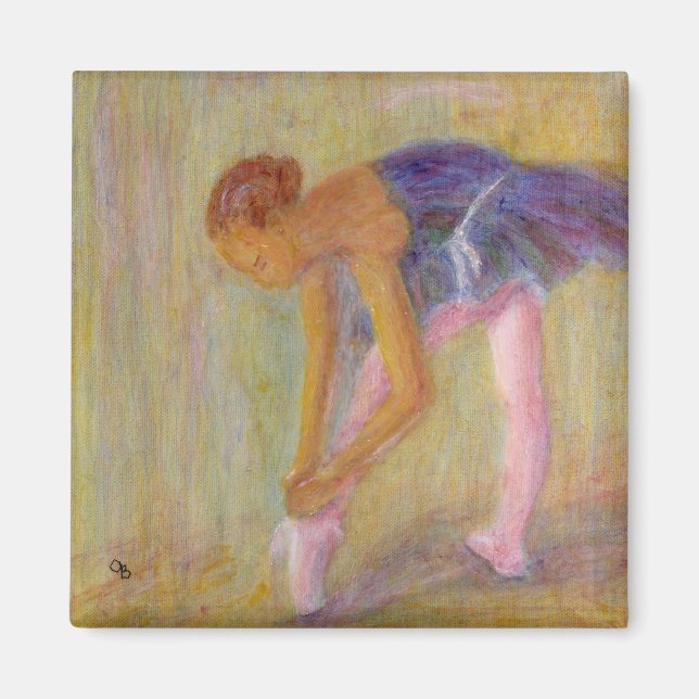 Tänzerin bindet ihre Ballettschuhe, Magnet (Vorne)