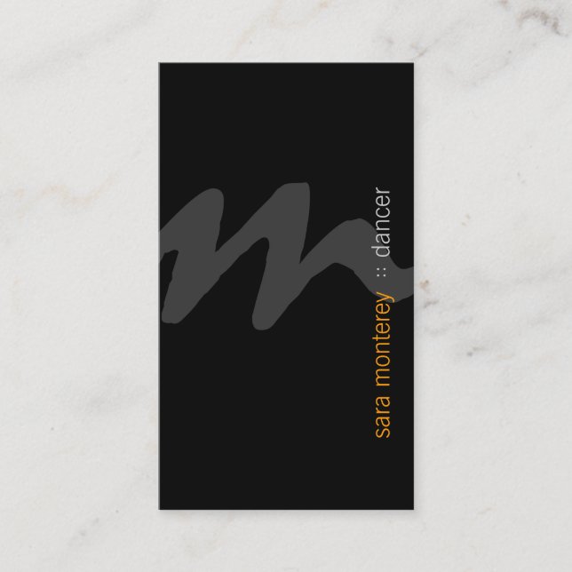 Tänzerin Bold Script Monogram Business Card Visitenkarte (Vorderseite)