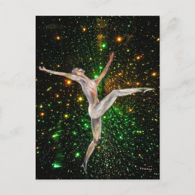 Tänzerin Figur und Himmel mit Sternen Kunst Postkarte (Vorderseite)