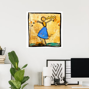 Tänzerin mit blauem Rock, Gemälde von Egon Schiele Poster