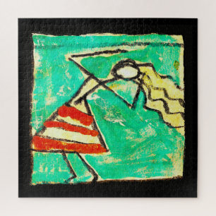 Tänzerin mit blauem Rock, Gemälde von Egon Schiele Puzzle