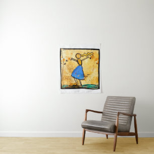 Tänzerin mit blauem Rock, Gemälde von Egon Schiele Wandteppich