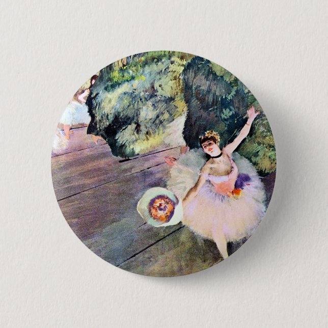 Tänzerin mit Blumenstrauß von Edgar Degas Button (Vorderseite)
