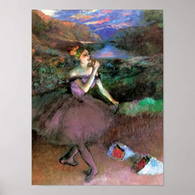 Tänzerin mit Bouquets von Degas Poster (Vorne)