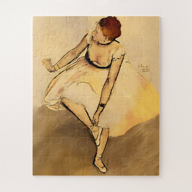Tänzerin passt ihren Slipper an, Degas Art Puzzle (Vertikal)