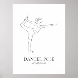 Tänzerin Pose Yoga Minimalistische Schwarze Linie  Poster