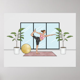 Tänzerin Pose Yoga Natarajasana Balance Workout Gi Poster