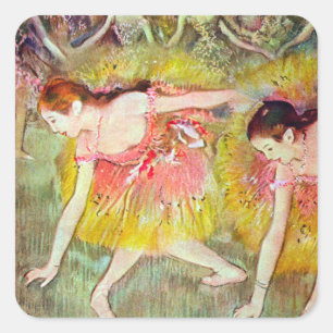 Tänzerinnen beim Bücken von Edgar Degas, Ballettku Quadratischer Aufkleber