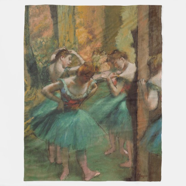 Tänzerinnen, Pink und Grün Edgar Degas Fleecedecke (Vorderseite)