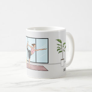 Tänzerpose Yoga Natarajasana mit individuellem Nam Kaffeetasse