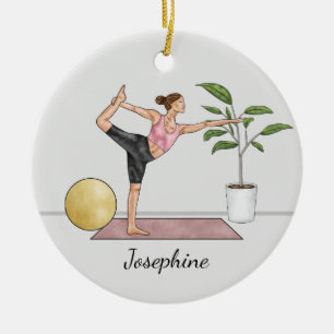 Tänzerpose Yoga Natarajasana mit individuellem Nam Keramik Ornament
