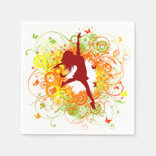 Tänzersilhouette mit floralen Schwüngen Serviette