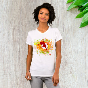 Tänzersilhouette mit floralen Wirbeln T-Shirt