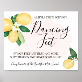 Tanzfeet-Zeichen Flip Flops Hochzeitlemonen Rosa Poster