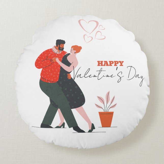 Tanzfigur Valentinstag Rundes Kissen (Vorderseite)