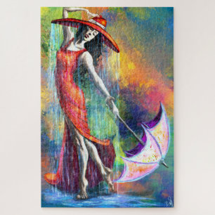 Tanzfrau mit Regenschirmpuzzle Puzzle