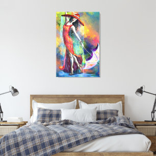 Tanzfrau mit Umbrella Canvas Print Leinwanddruck