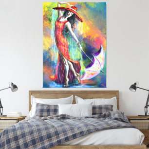 Tanzfrau mit Umbrella Canvas Print Leinwanddruck