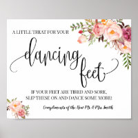 Tanzfüße Schild Flip Flops Hochzeit pink floral