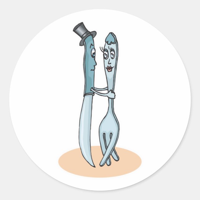 Tanzgabel und Messer Runder Aufkleber (Vorderseite)