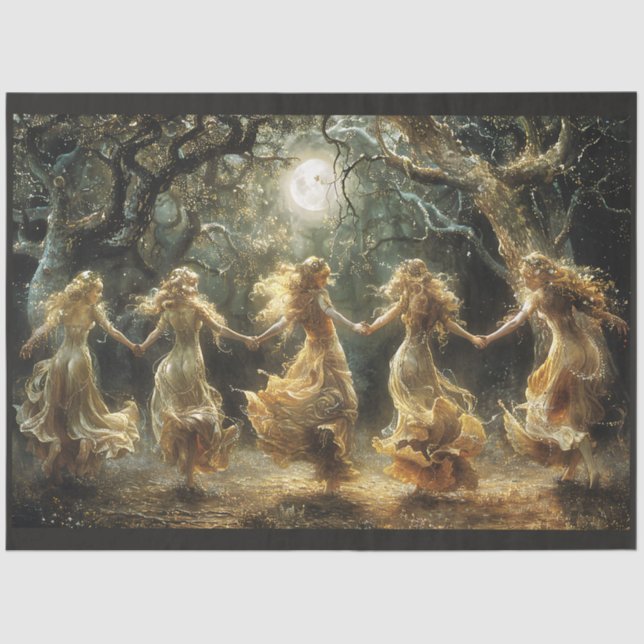 Tanzgöttin unter Vollmond-Gewebepapier Seidenpapier (Vorderseite)